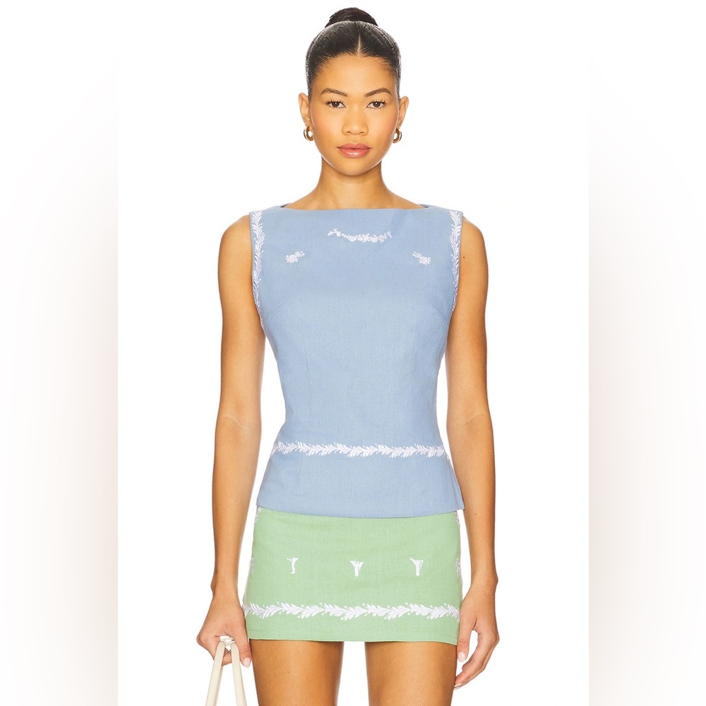 Yellow The Label Marie Tank Top in Bleu Size Small